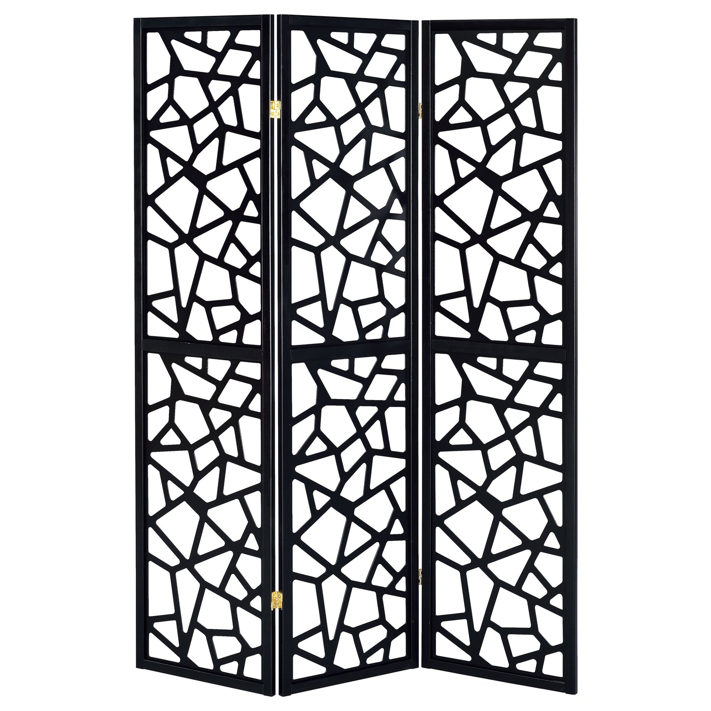 Nailan 3-panel Open Mosaic Pattern Room Divider Black