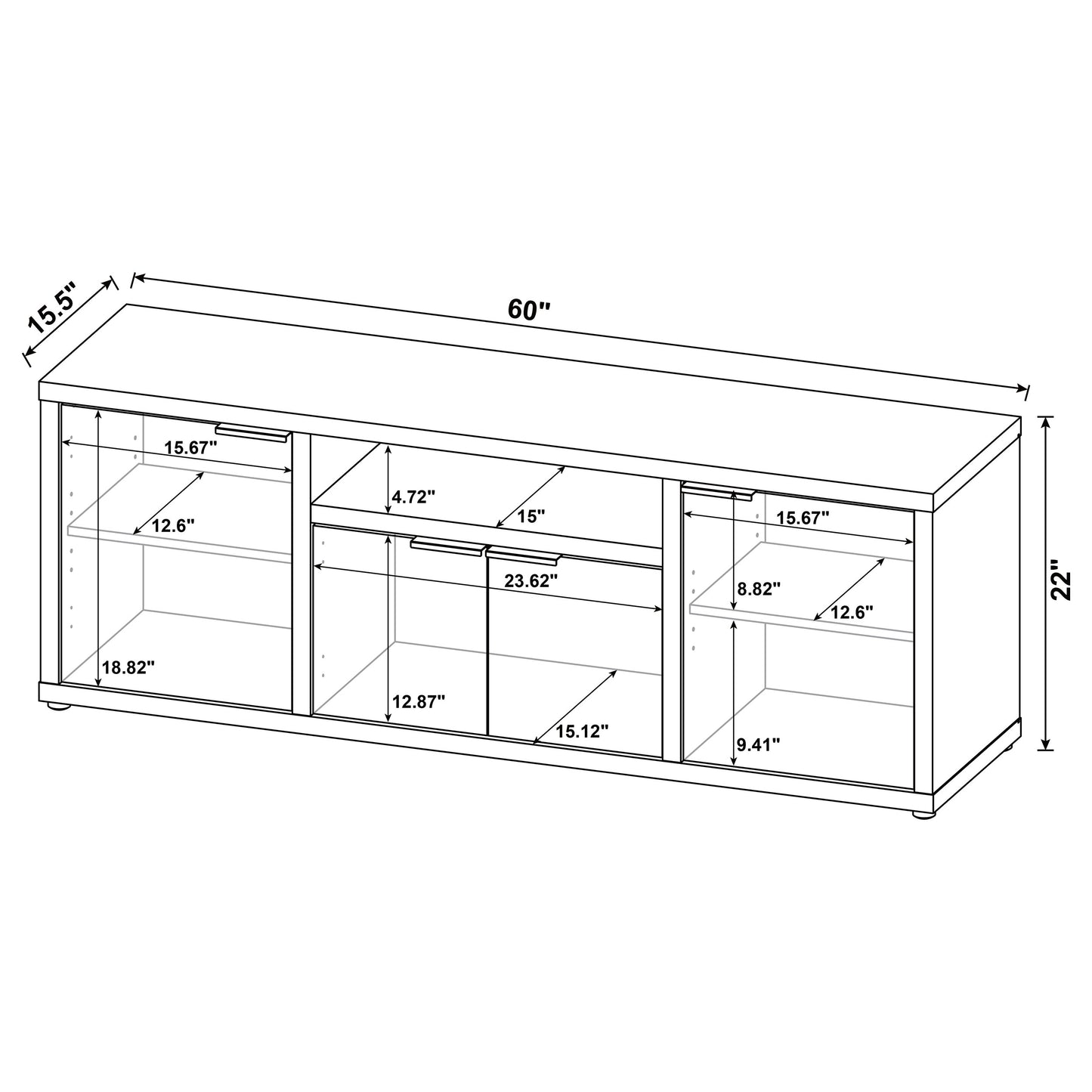 Tabby 3-piece 60-inch TV Entertainment Center Mango