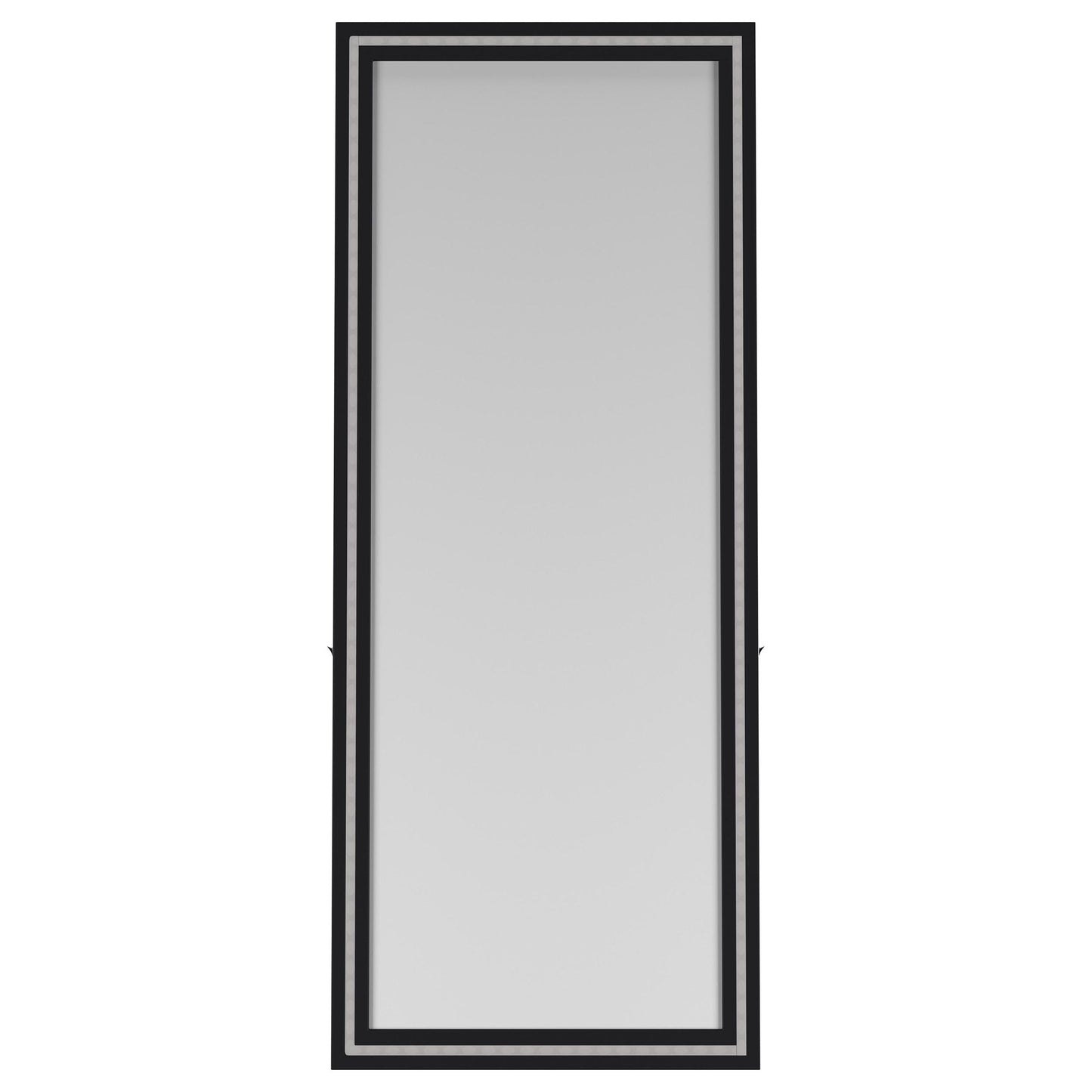 Windrose Full Length Floor Standing Tempered Mirror with LED Lighting Black