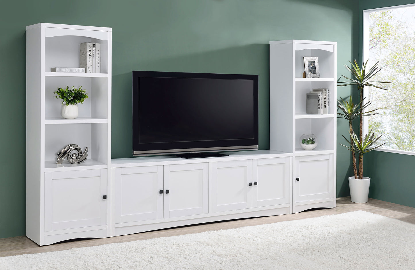 Laughlin 4-shelf Engineered Wood Media Tower White