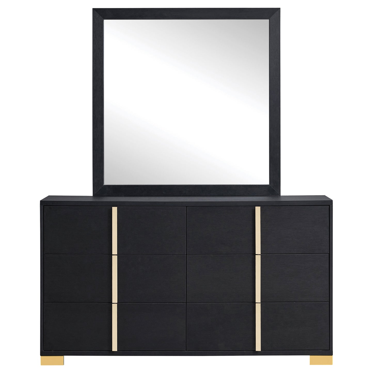 6 drawer black dresser with mirror Cavelle - 6-Drawer Dresser and Mirror