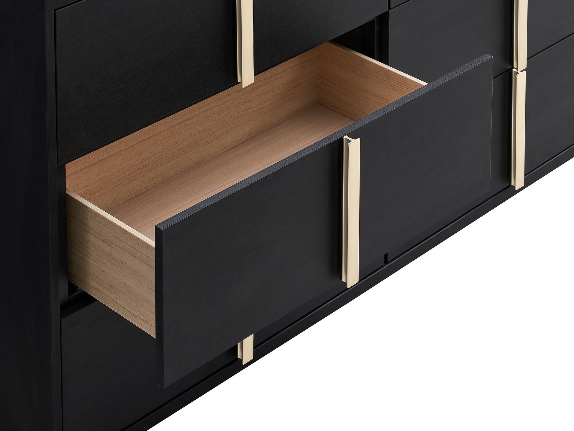 long black dresser Winston Porter 10-Drawer with Charging Station for Bedroom Each of the 9 deep drawers is fitted with metal handles for a simple yet elegant look Four Hands - Belmont 8