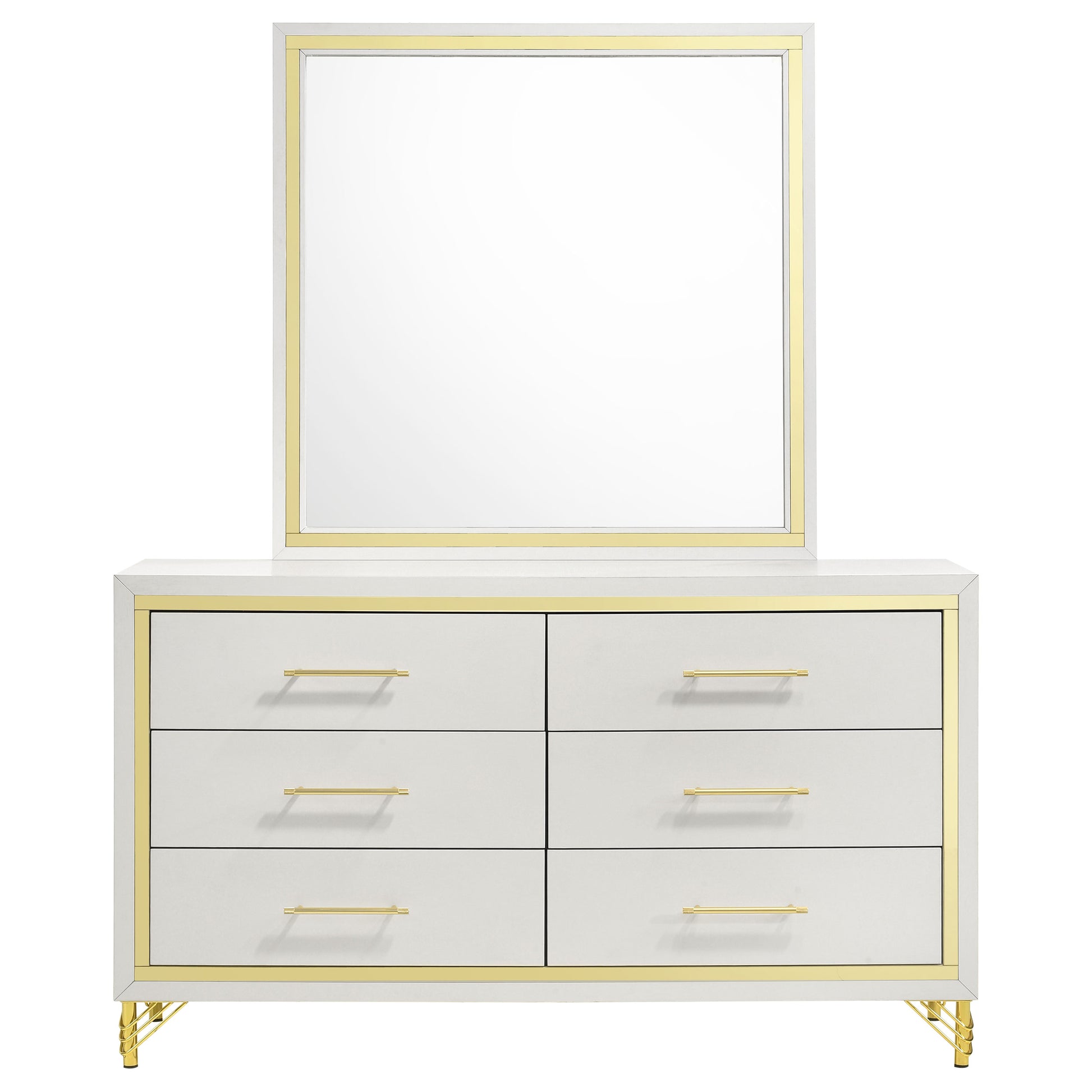 Lucia 6-drawer Dresser with Mirror White Charlotte's Furniture and Fashion Lucia 6-drawer Dresser with Mirror White Charlotte's Furniture and Fashion