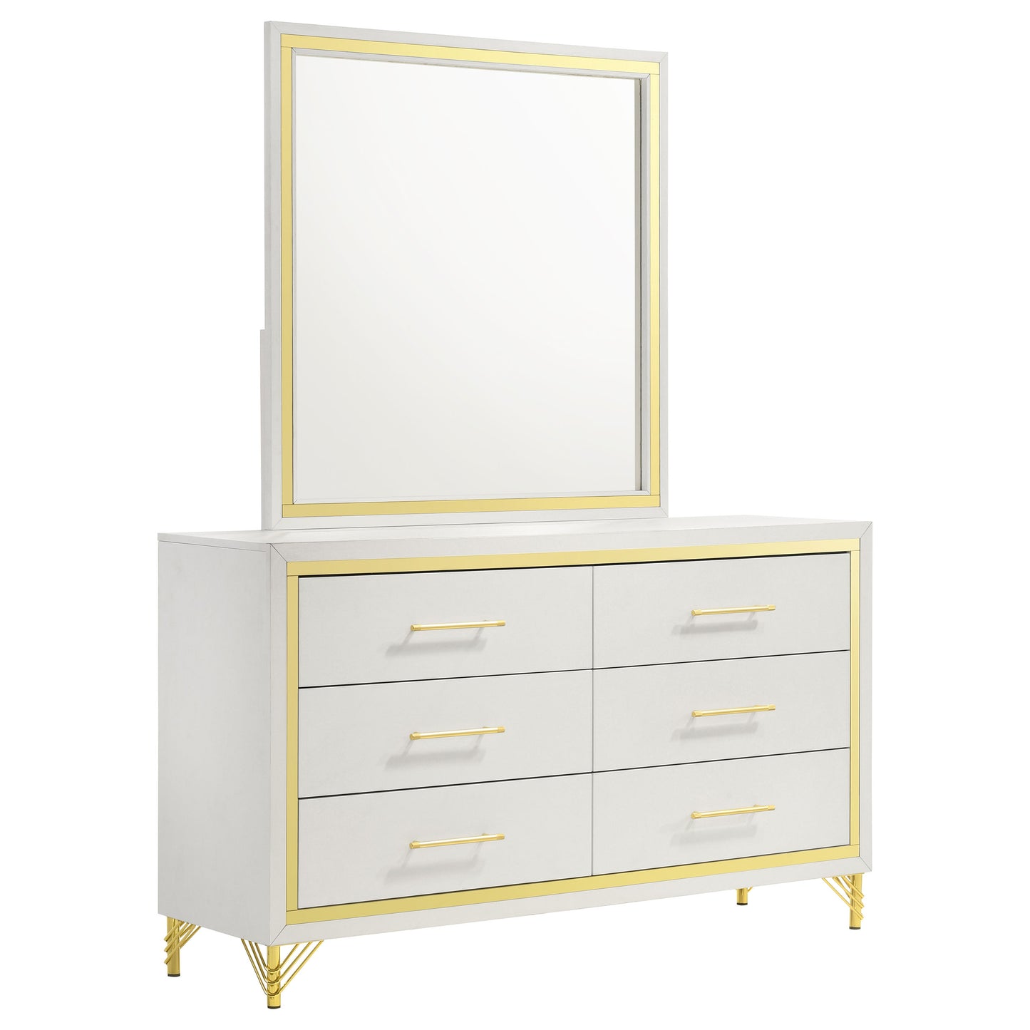 Lucia 6-drawer Dresser with Mirror White Charlotte's Furniture and Fashion Lucia 6-drawer Dresser with Mirror White Charlotte's Furniture and Fashion