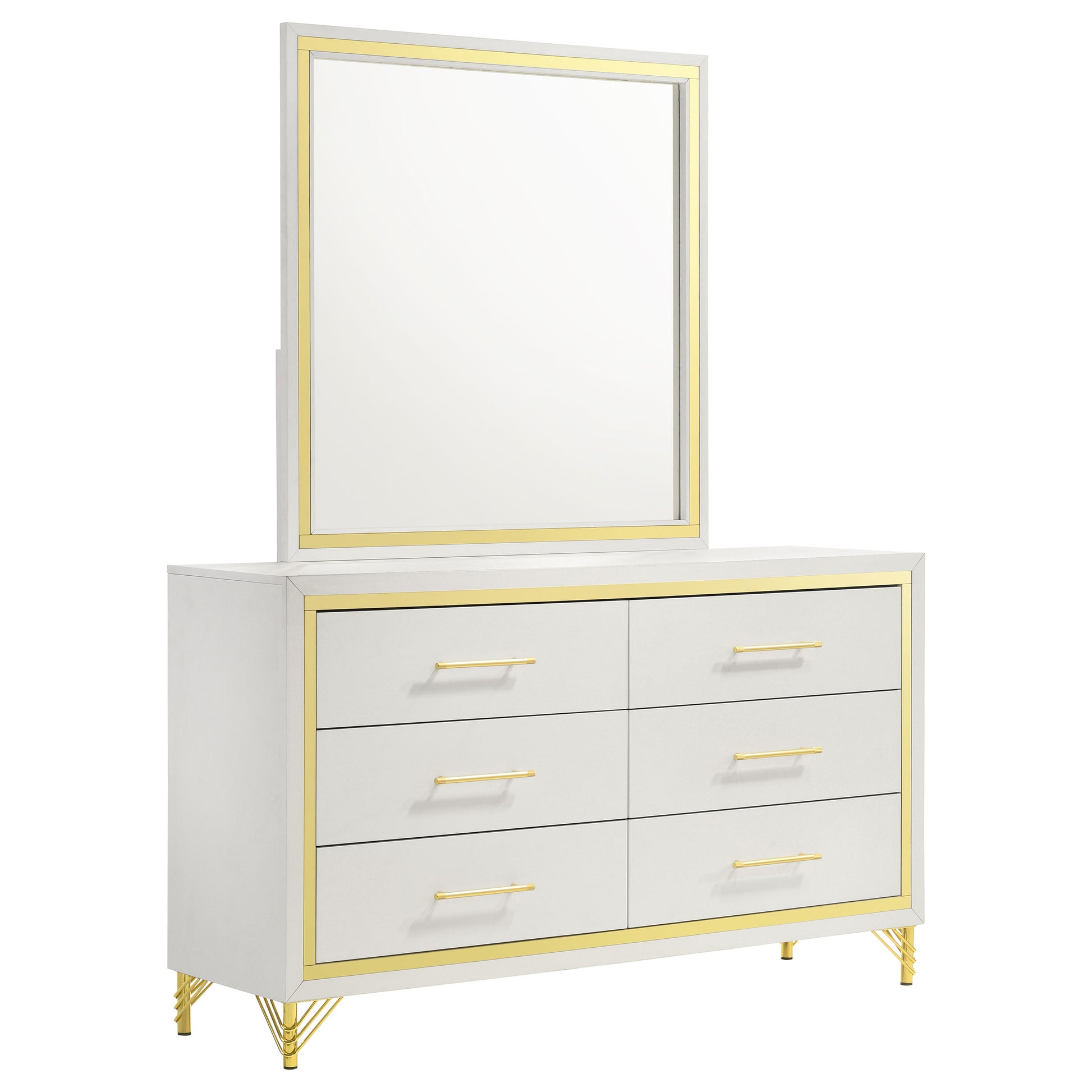 Lucia 6-drawer Dresser with Mirror White – Charlotte's Furniture and Fashion