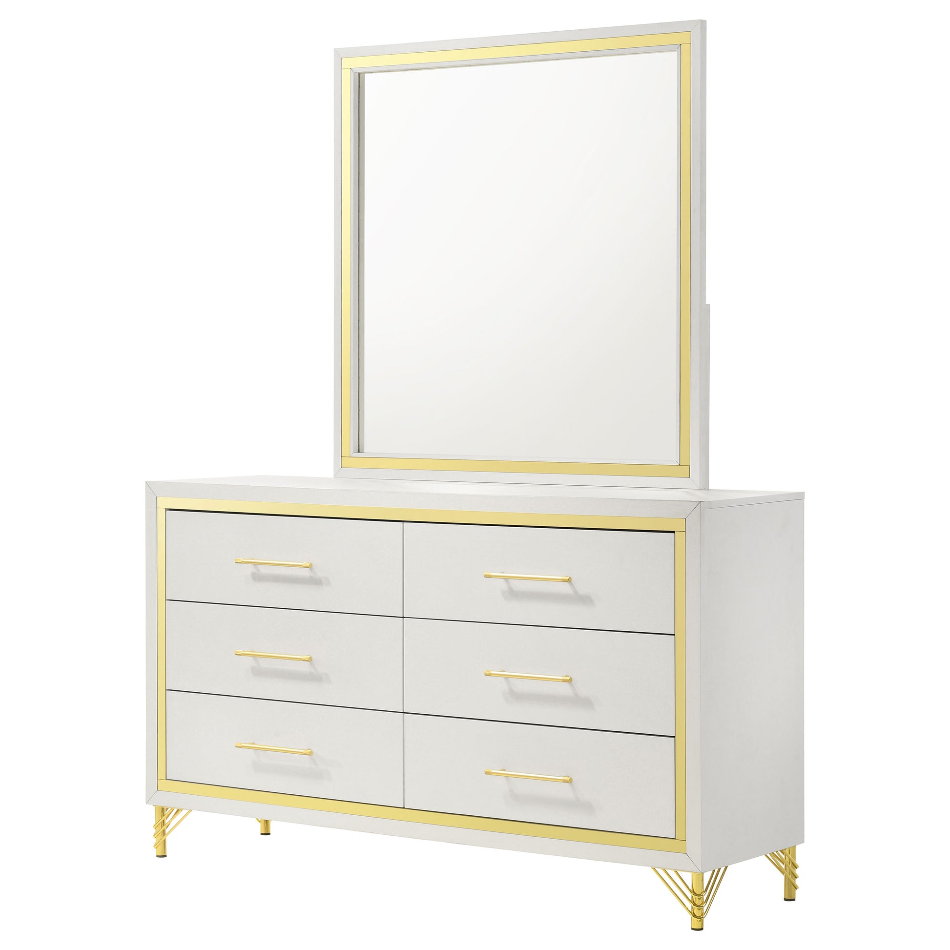 Lucia 6-drawer Dresser with Mirror White Charlotte's Furniture and Fashion Lucia 6-drawer Dresser with Mirror White Charlotte's Furniture and Fashion