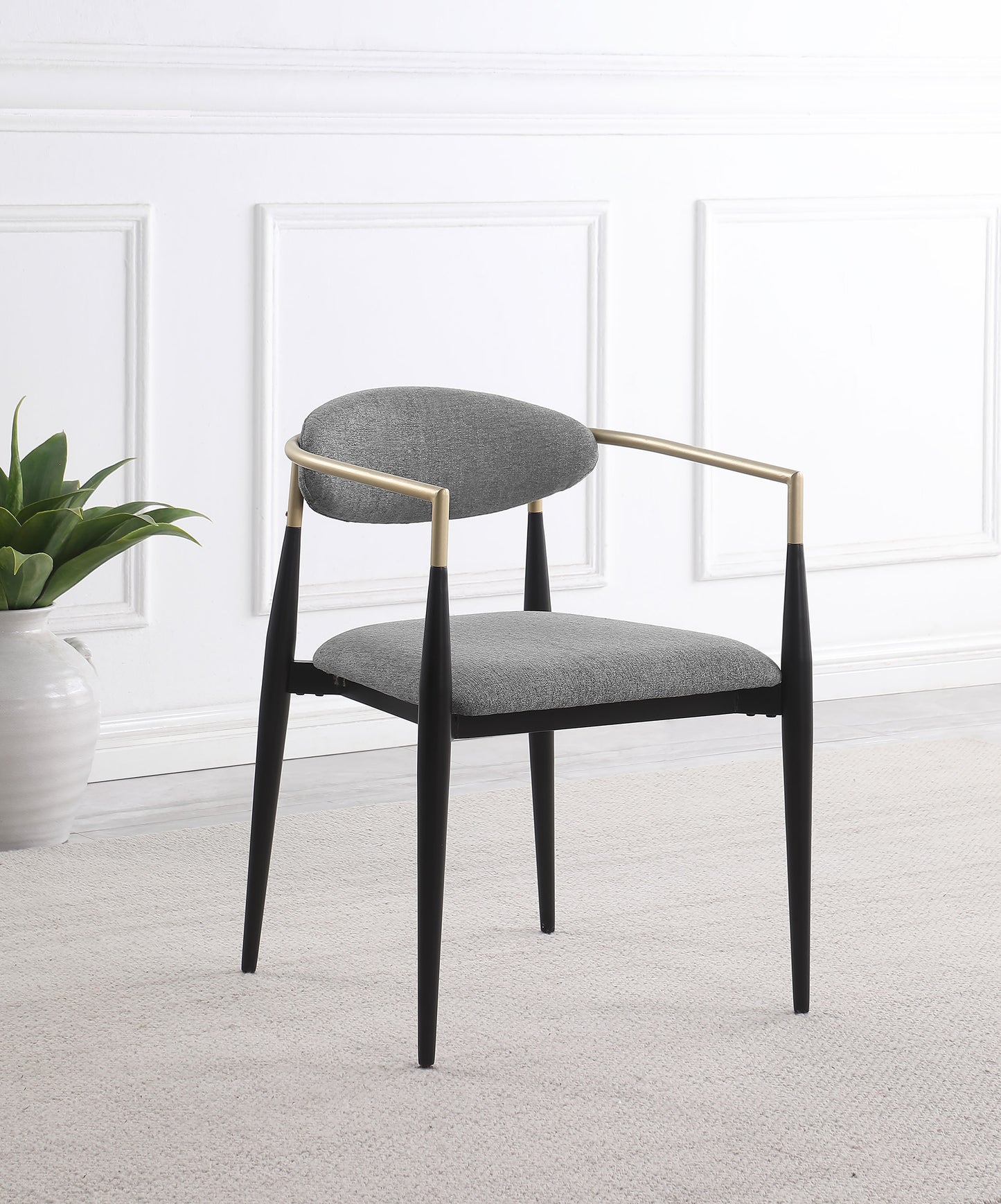 Bradbury Fabric Upholstered Dining Arm Chair Grey (Set of 2)