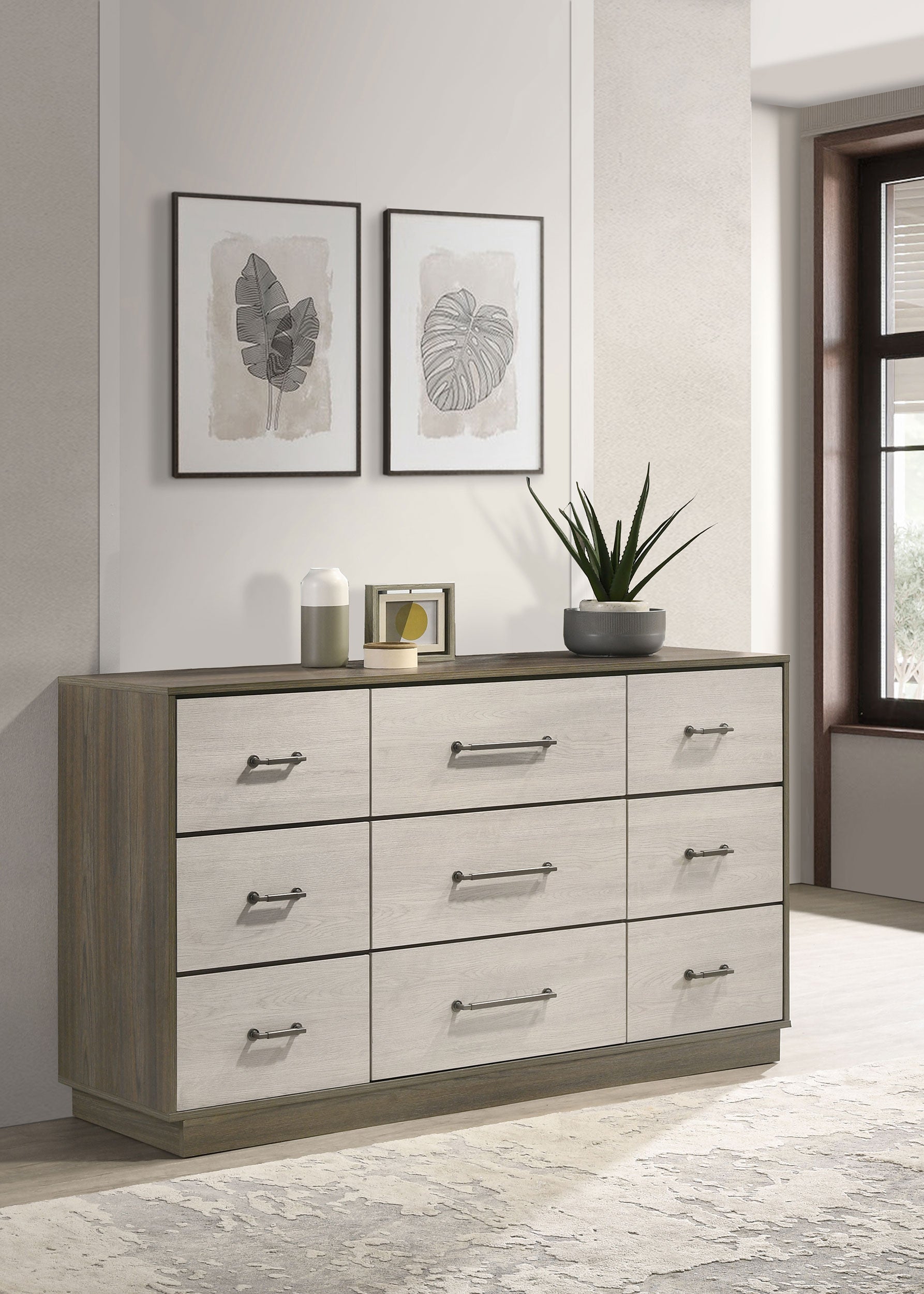 Fenwick 9-drawer Dresser Grey Oak Fenwick 9-drawer Dresser Grey Oak