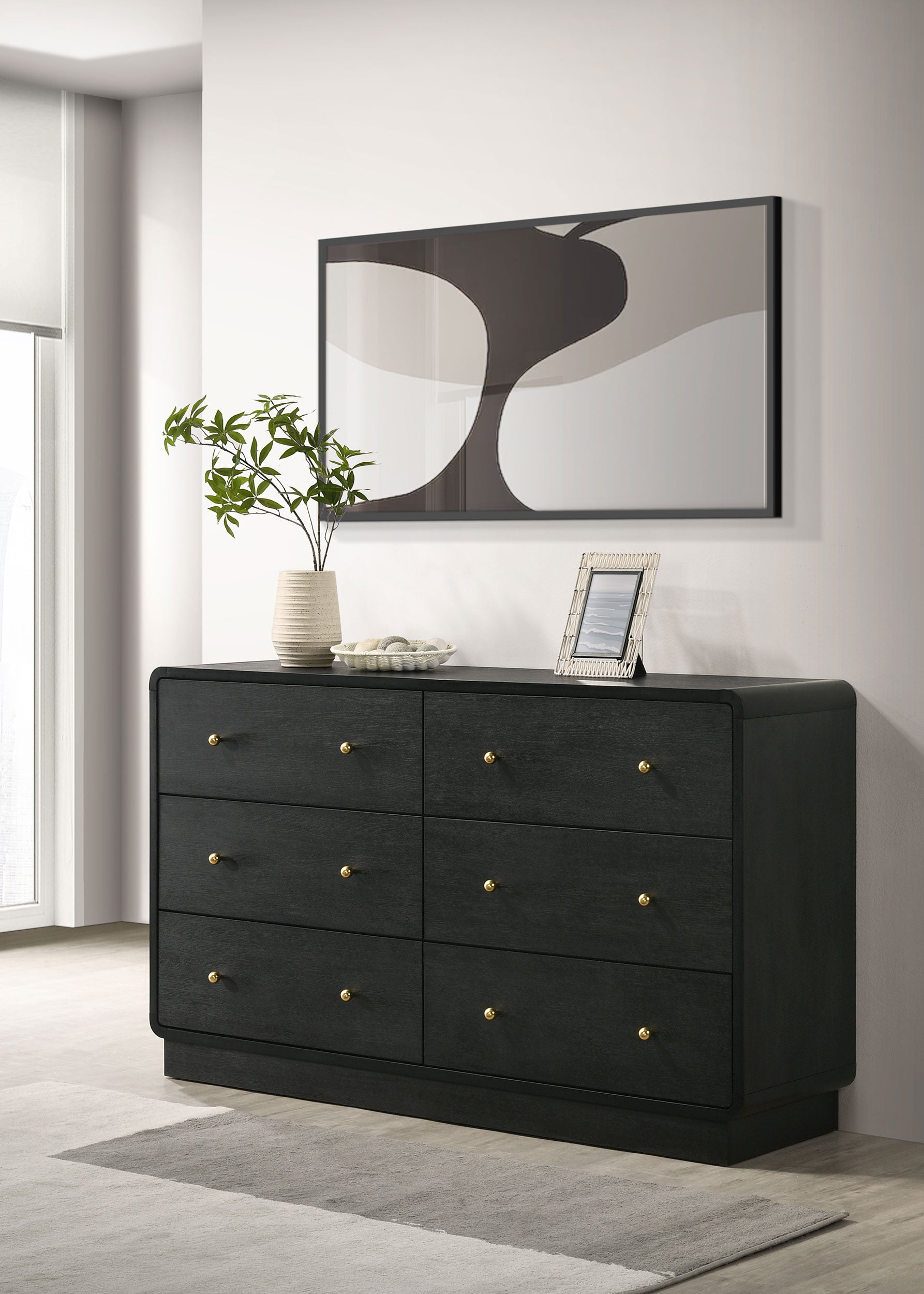 Cavelle 6-drawer Dresser Cabinet Black Charlotte's Furniture and Fashion Cavelle 6-drawer Dresser Cabinet Black Charlotte's Furniture and Fashion