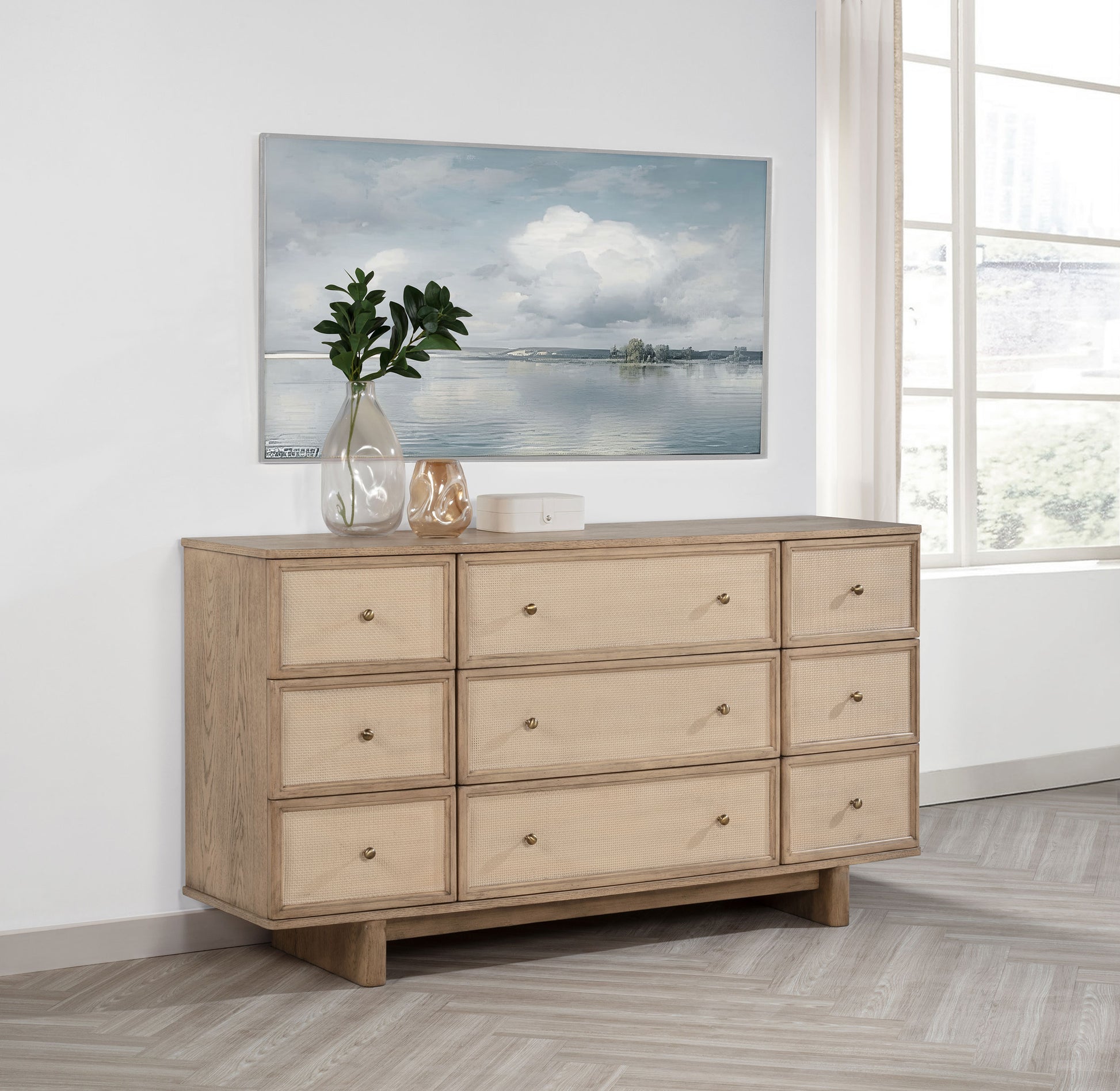 Kailani 9-drawer Dresser Cabinet Beige Oak Kailani 9-drawer Dresser Cabinet Beige Oak