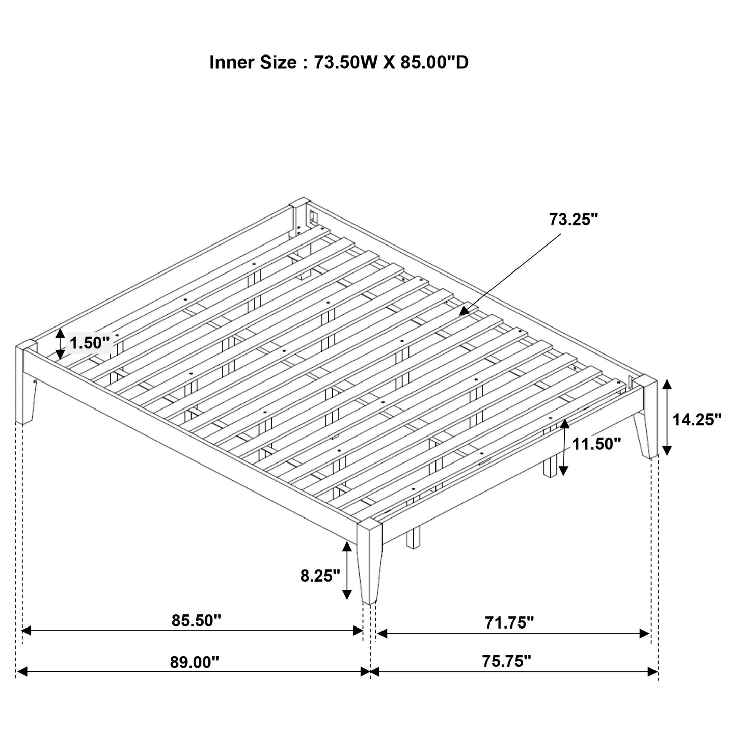 Hounslow California King Universal Platform Bed Cappuccino