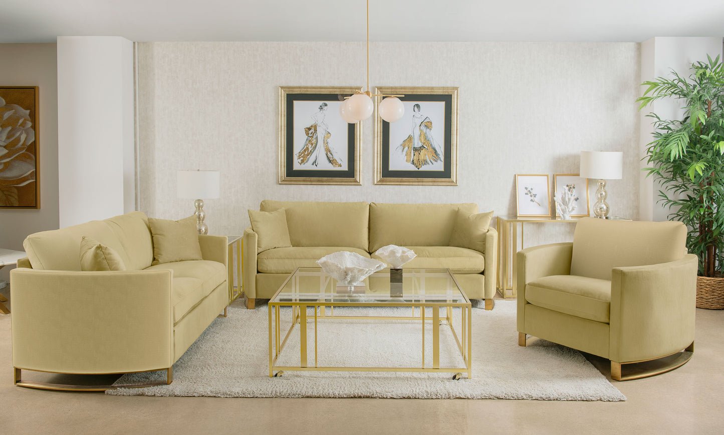 Corliss Upholstered Curved Track Arm Sofa Camel