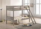 Ryder Wood Twin Over Twin Bunk Bed with Mattress Weathered Taupe