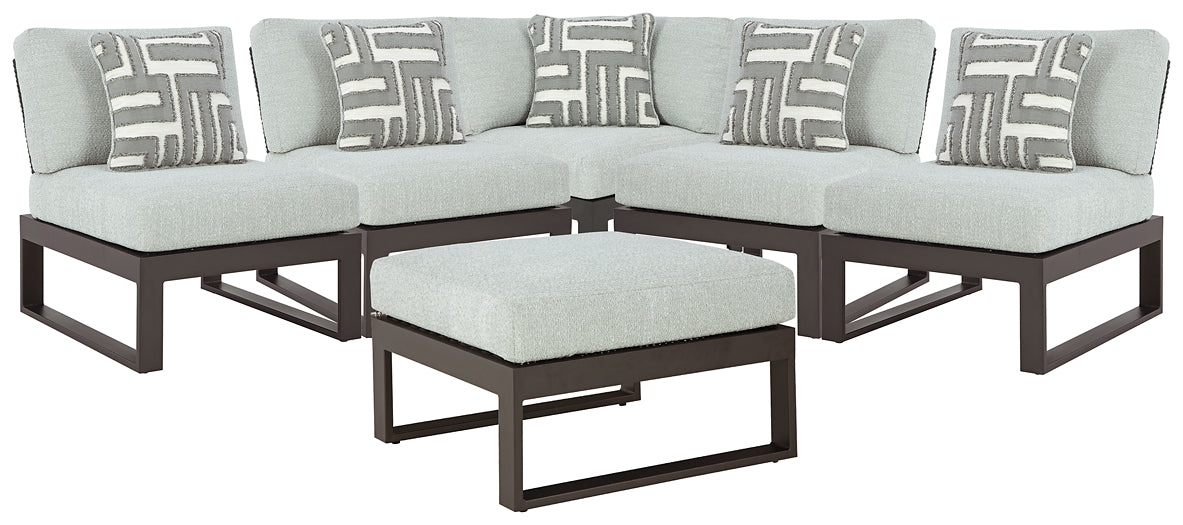 Ashley Express - Beachloft 5-Piece Outdoor Sectional with Ottoman