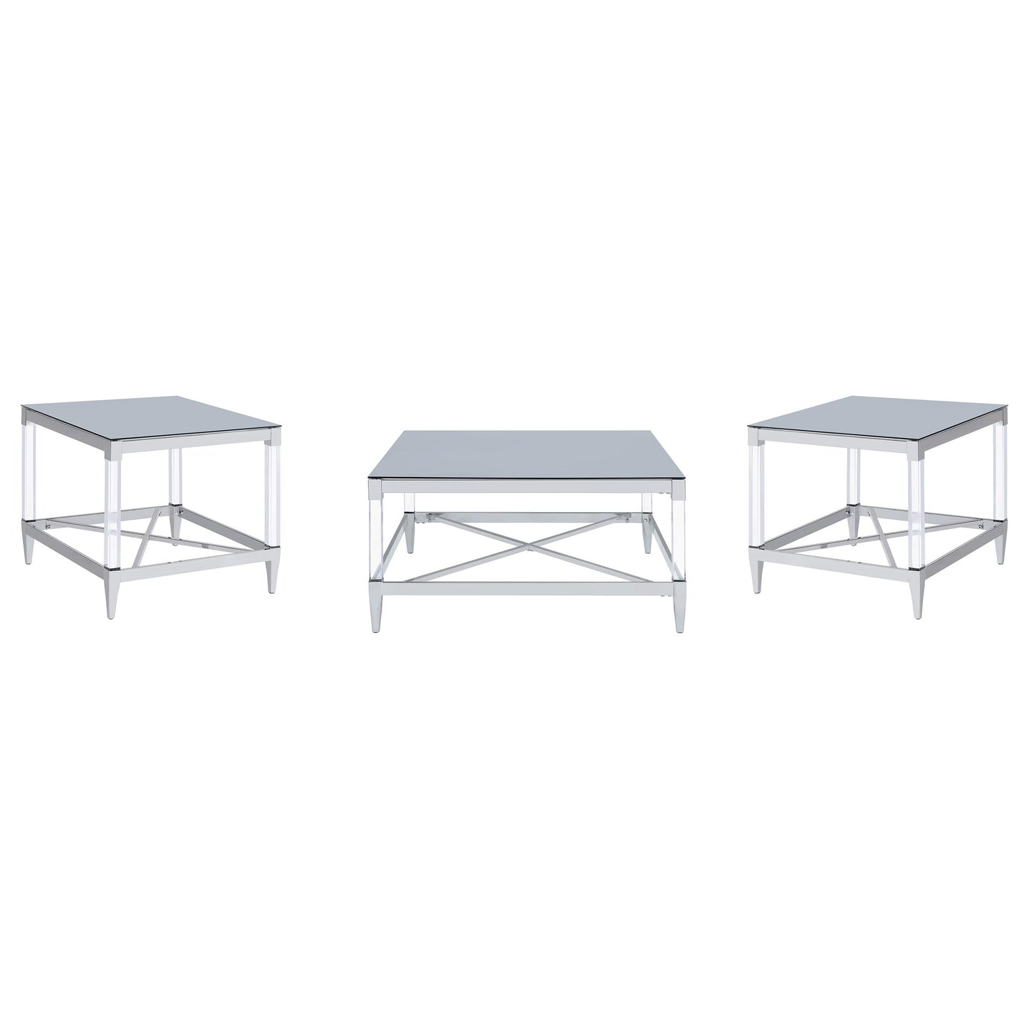 Lindley 3-piece Square Coffee and End Table Set Chrome