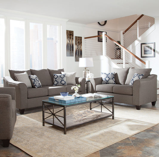 Salizar 2-piece Upholstered Flared Arm Sofa Set Grey