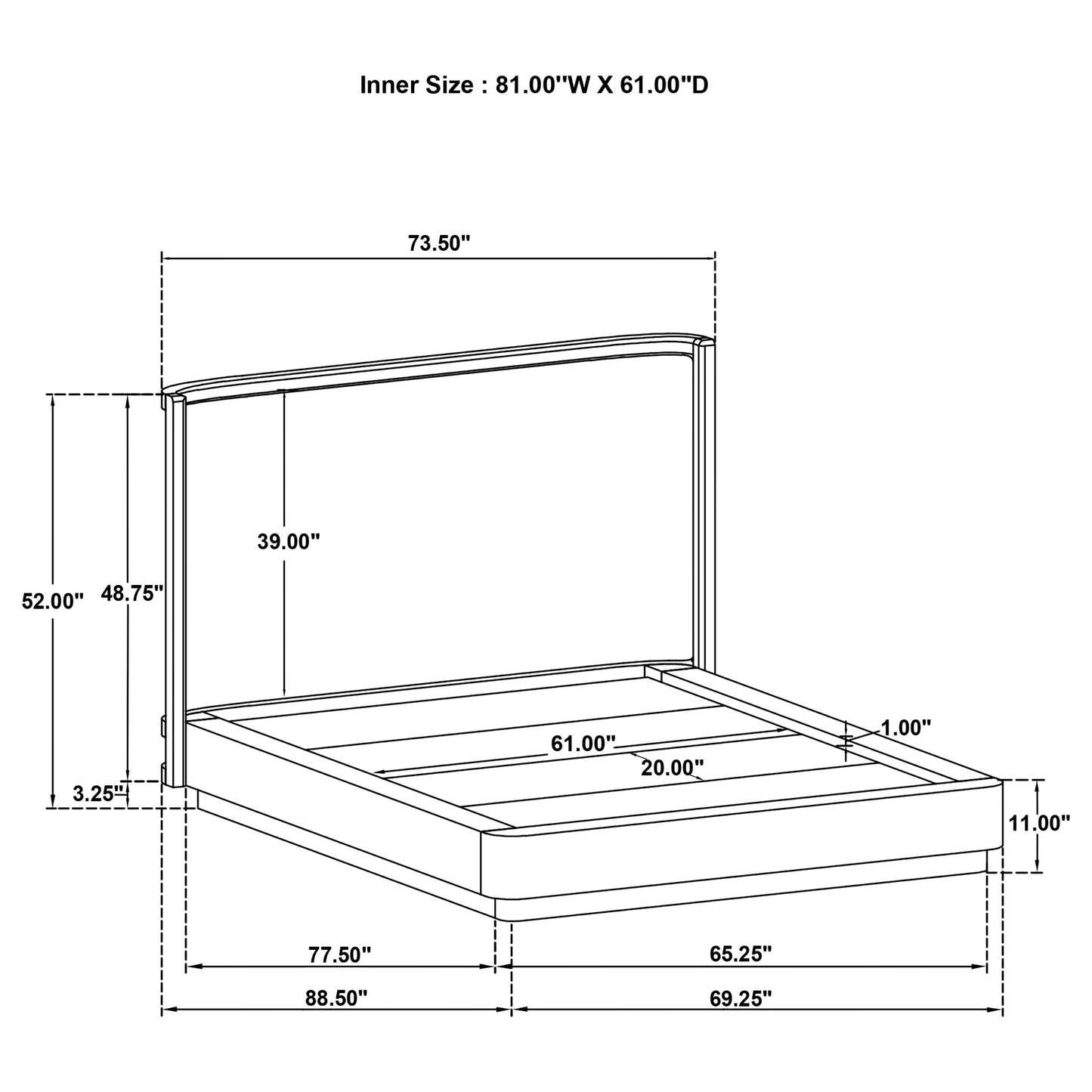Kailani 52-inch Queen Wingback Bed Beige Oak