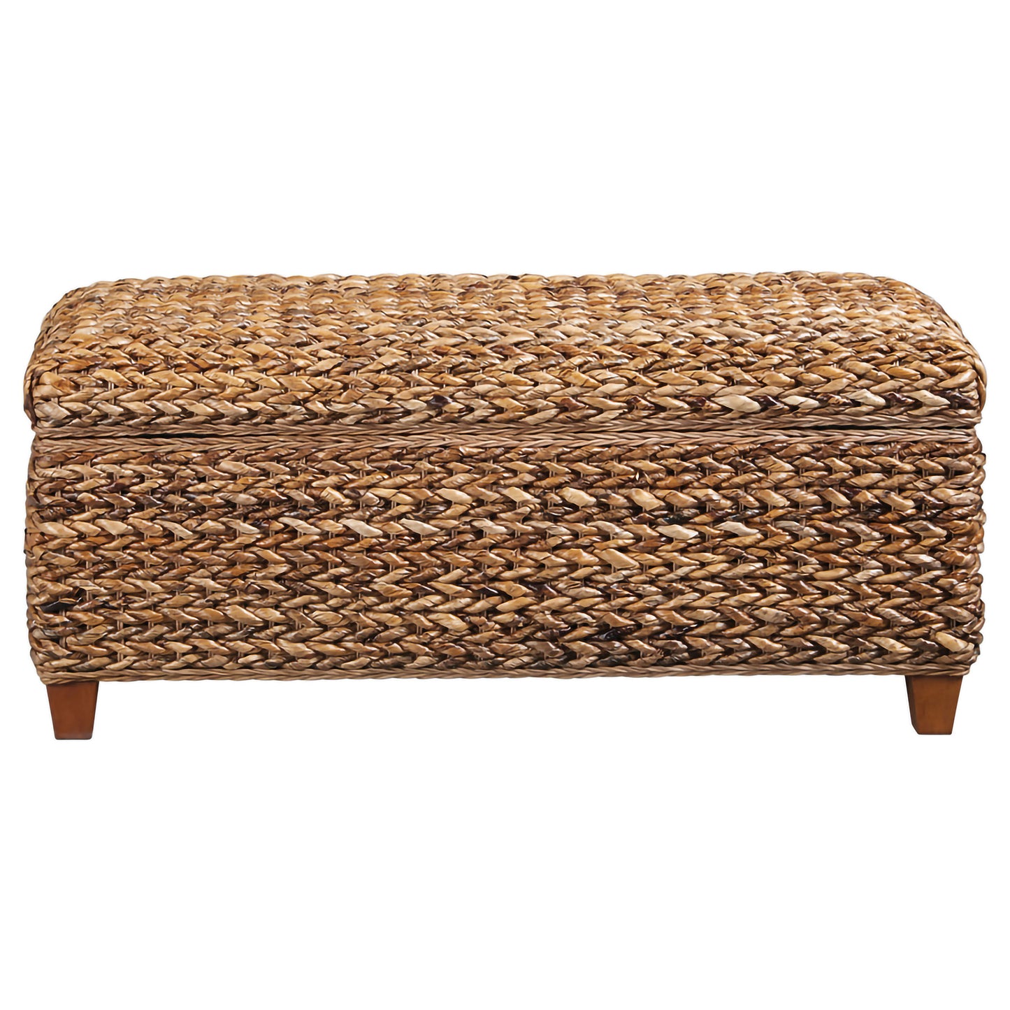 Laughton Hand-Woven Banana Leaf Storage Bench Amber