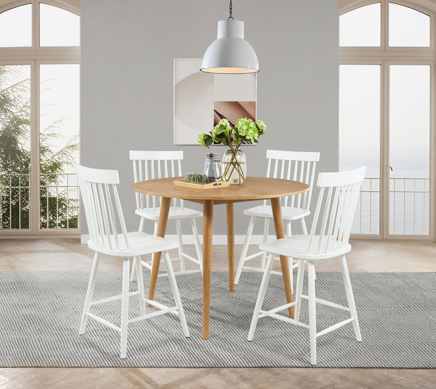 Andrews Windsor Counter Height Dining Side Chair White (Set of 2)