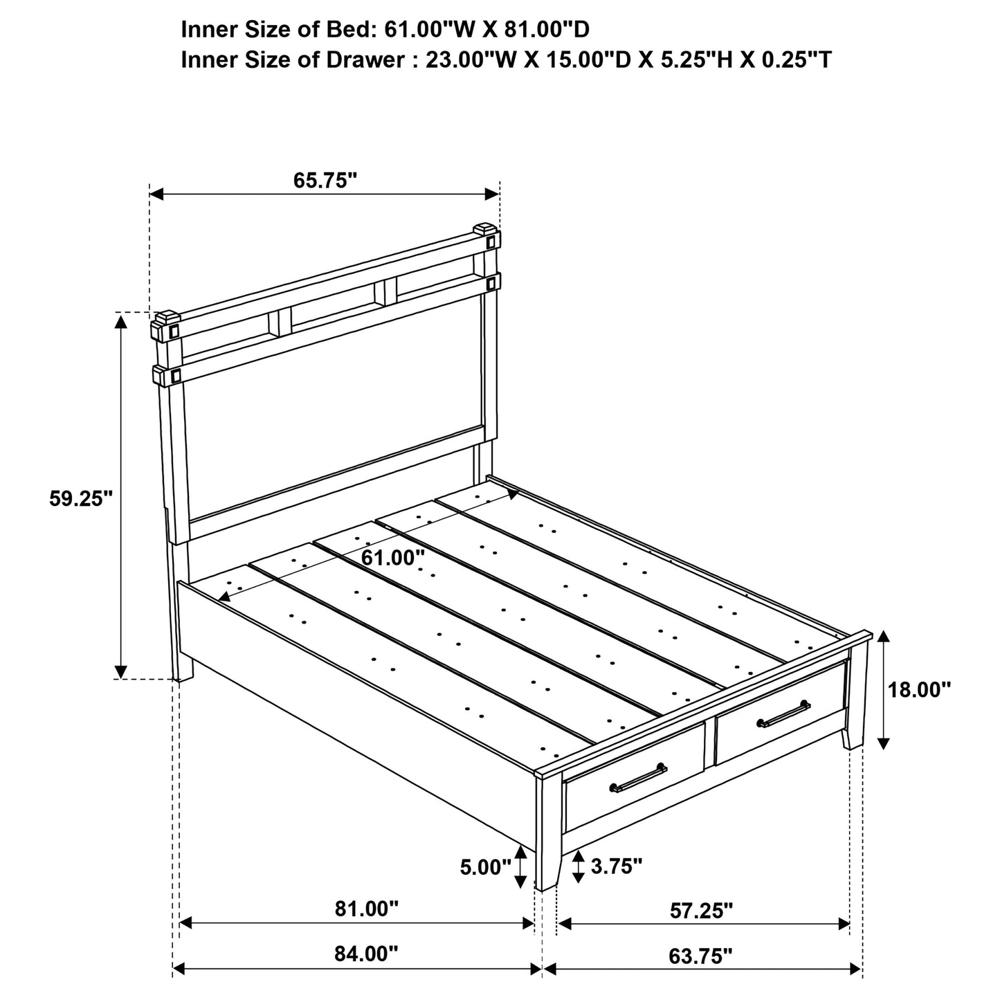 Hazlewood 59-inch Queen Panel Storage Bed Vineyard Oak