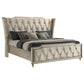 Lorient Queen LED Upholstered Wingback Bed Ivory and Camel
