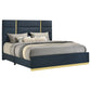 Ines 52-inch Fabric Upholstered Eastern King Panel Bed Navy