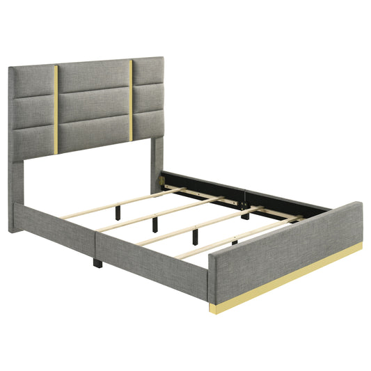 Ines 52-inch Fabric Upholstered Queen Panel Bed Grey