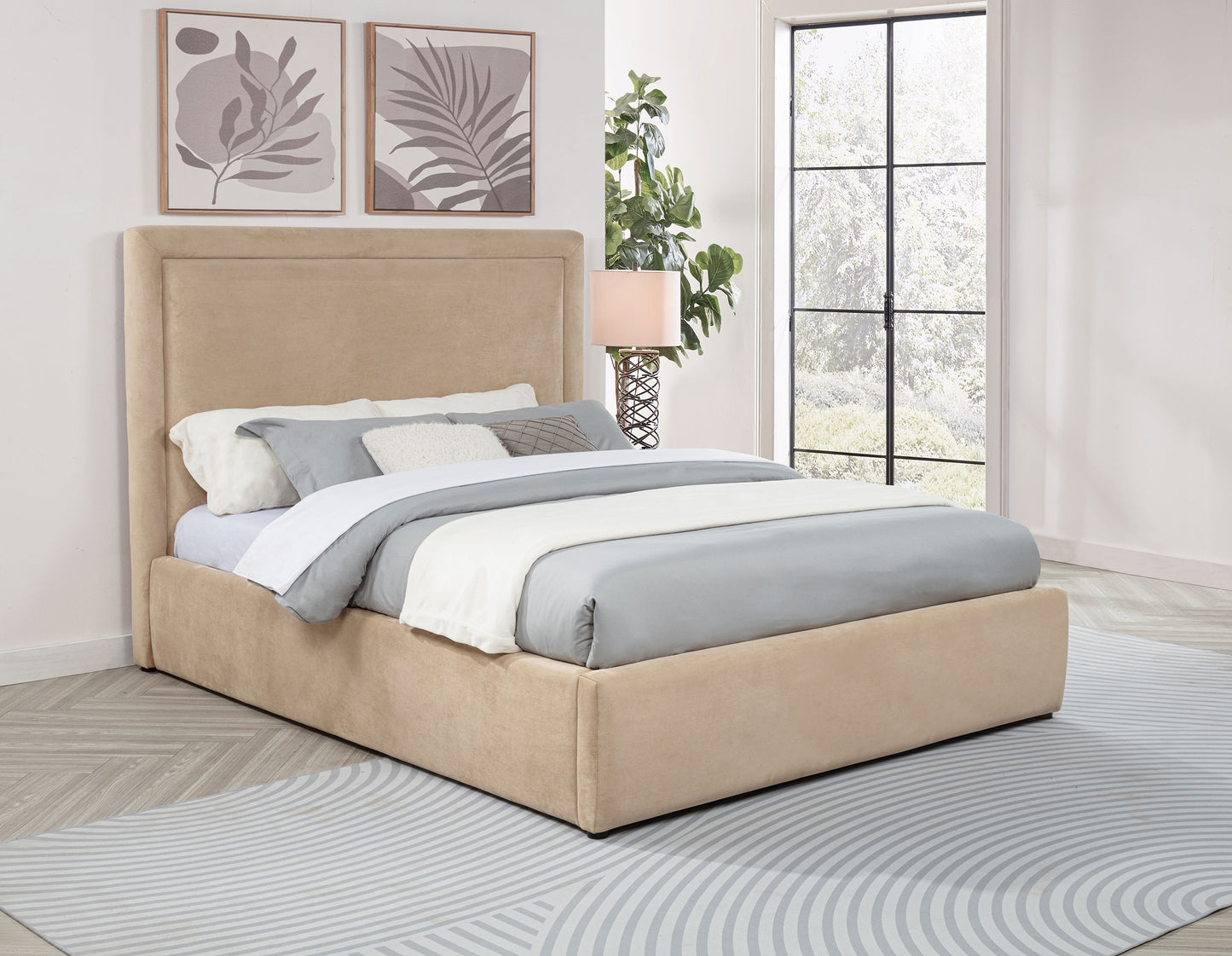 Lawson 54-inch Upholstered Full Platform Bed Light Saddle