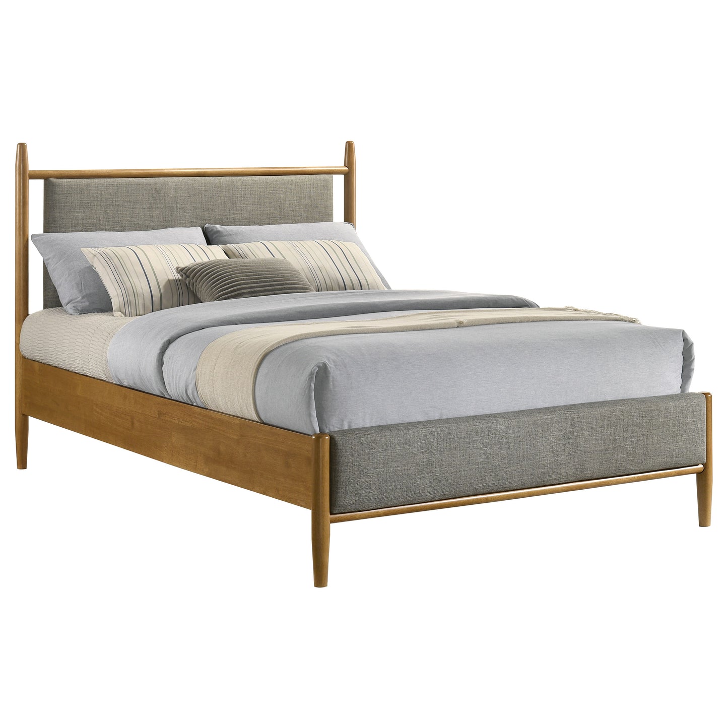 Mason 46-inch Full Panel Platform Bed Grey and Light Brown