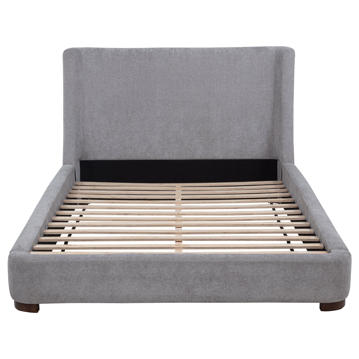 Rennes Upholstered Eastern King Wingback Platform Bed Grey