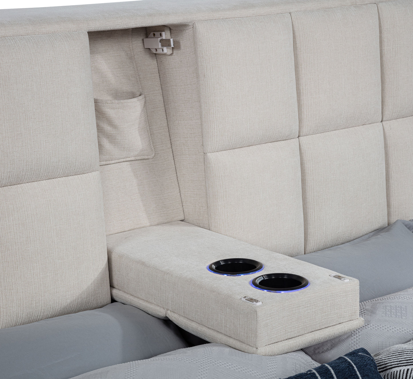 Dreux Upholstered Queen Panel Platform Bed Cream