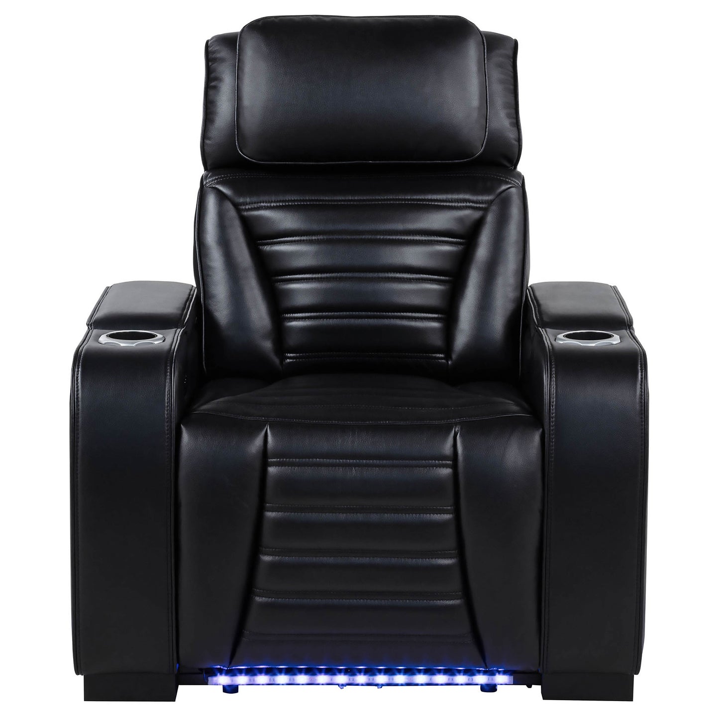 Zuma Faux Leather Upholstered Dual Power LED Recliner Black