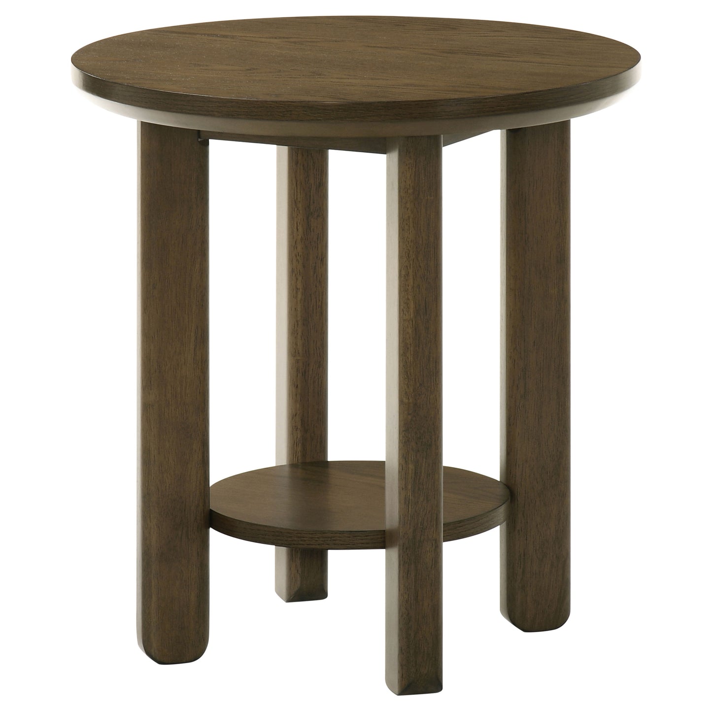 Ottowa 22-Inch Round Wood Side End Table with Shelf Brown