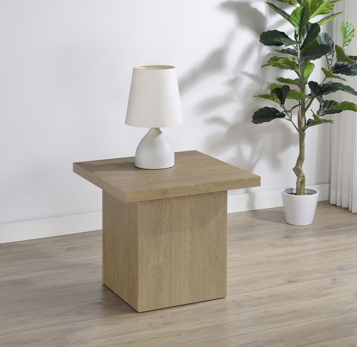 Devar Square Engineered Wood Side End Table Latte