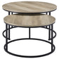 Lainey 2-piece Round Nesting Coffee Table Distressed Pine