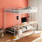 Bettoni Metal Full Over Twin Workstation Bunk Bed Matte White