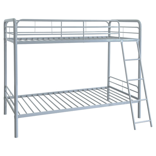 Carson Metal Twin Over Twin Bunk Bed Glossy Silver