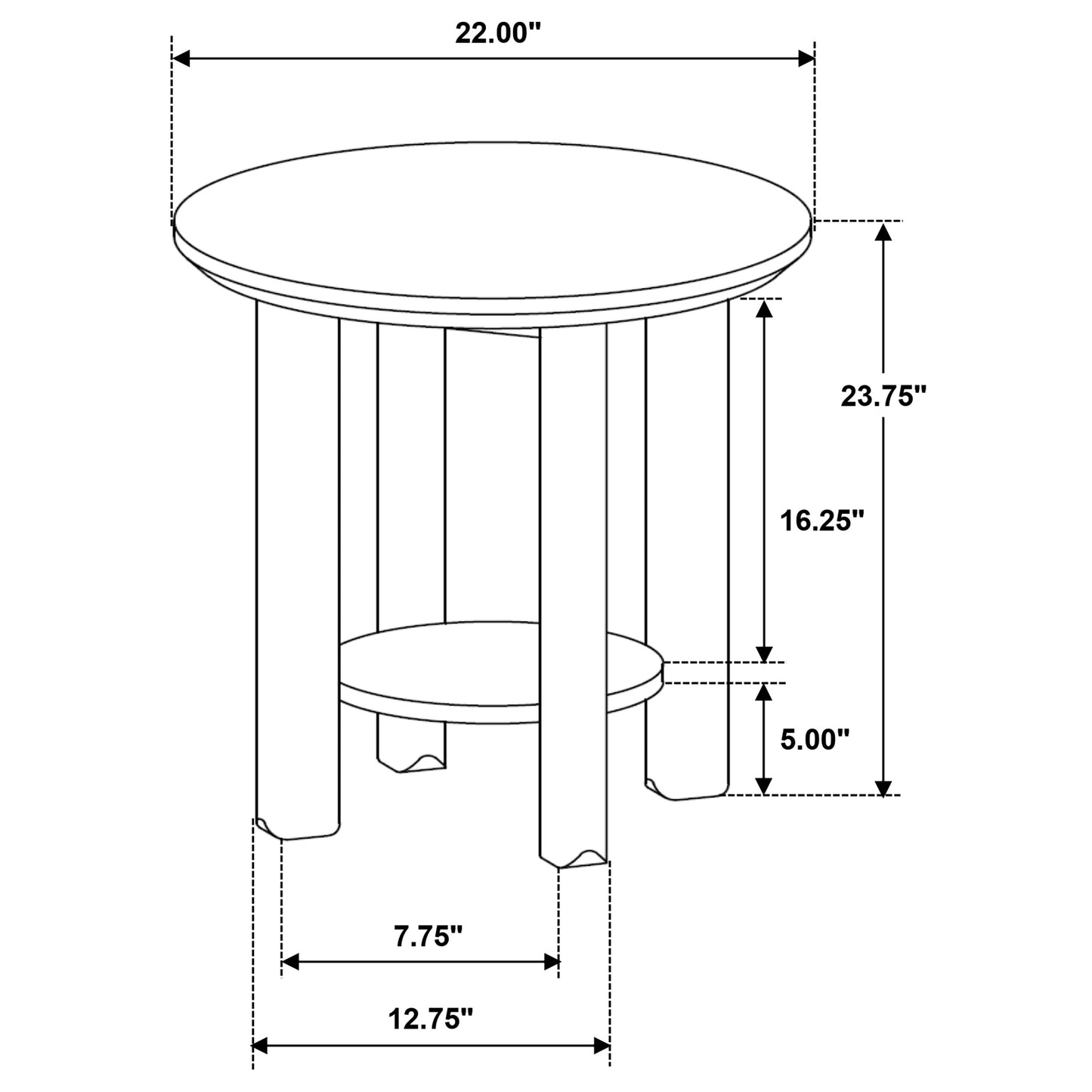 Ottowa Round Wood Side End Table with Shelf Light Oak