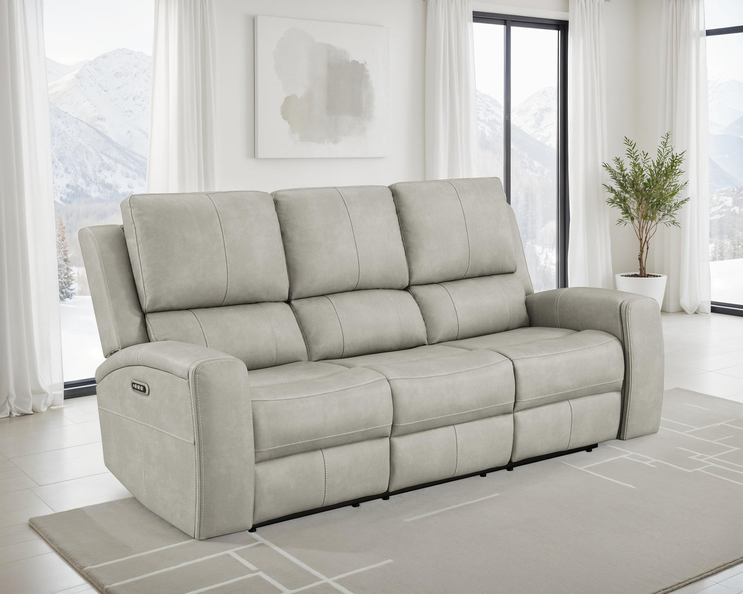 Brickston Triple Power Reclining Sofa Grey