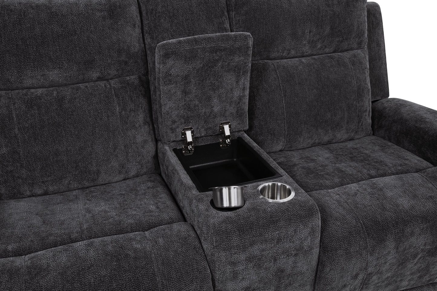 Kennett 2-piece Chenille Power Reclining Sofa Set Dark Grey