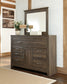 Juararo King/California King Panel Headboard Bed with Mirrored Dresser, Chest and Nightstand