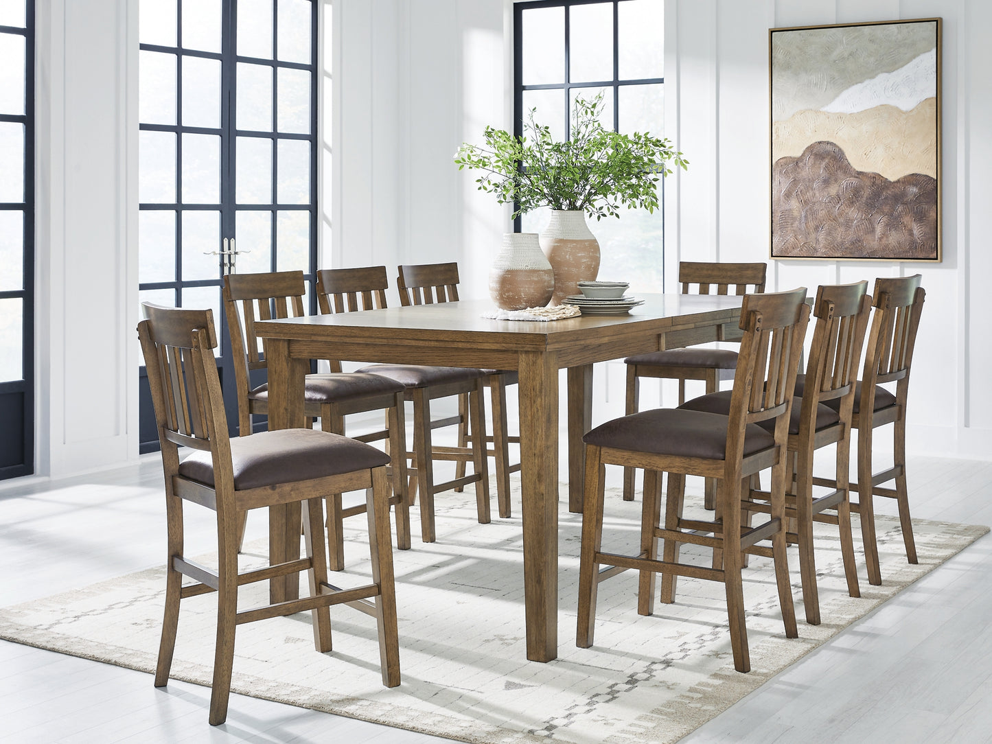 Urbinforte Counter Height Dining Table and 8 Barstools