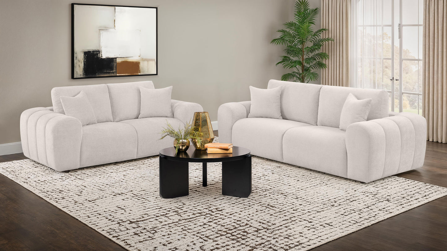 Burnett 2-piece Chenille Upholstered Sofa Set Ivory
