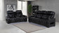 Zuma 2-piece Faux Leather Dual Power LED Sofa Set Black