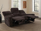 Navarro Chenille Upholstered Reclining Sofa Dark Brown