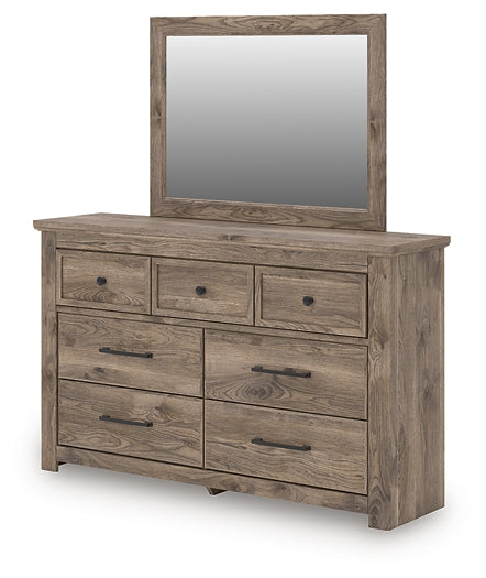 Rusticott King Panel Bed with Mirrored Dresser and Nightstand