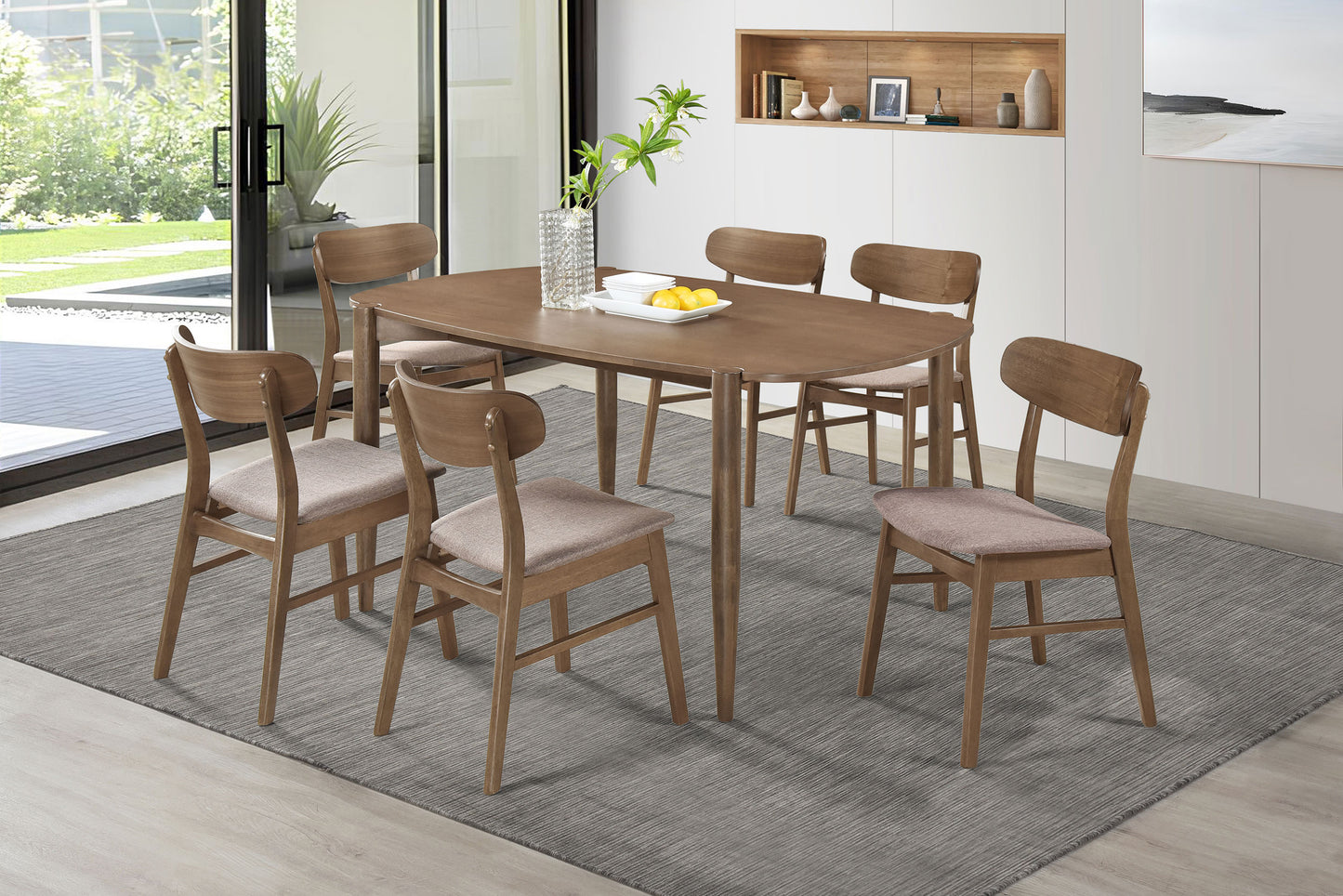 Dortch 63-inch Oval Rubberwood Dining Table with Tapered Legs Walnut
