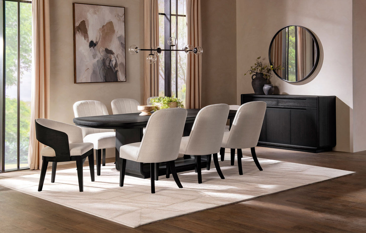 Leandro Upholstered Dining Side Chair Cream (Set of 2)