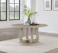 Trofello 60-inch Round Sculptural Pedestal Dining Table White Washed