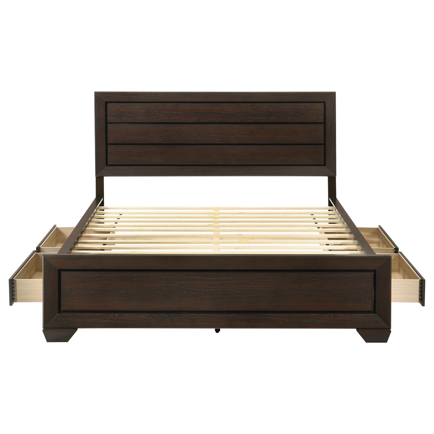 Kauffman Wood California King Storage Panel Bed Dark Cocoa